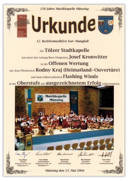 Wertungsspiel in Münsing im Rahmen des 12. Bezirksmusikfestes des Bezirk Isar-Mangfall